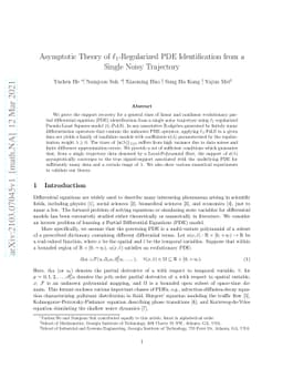 Asymptotic Theory of $\ell_1$-Regularized PDE Identification from a
  Single Noisy Trajectory