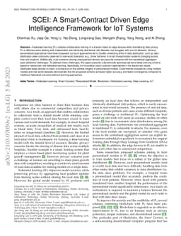 SCEI: A Smart-Contract Driven Edge Intelligence Framework for IoT
  Systems