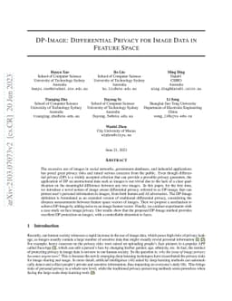 DP-Image: Differential Privacy for Image Data in Feature Space