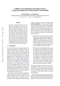 Is BERT a Cross-Disciplinary Knowledge Learner? A Surprising Finding of
  Pre-trained Models' Transferability