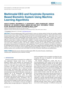 Multimodal EEG and Keystroke Dynamics Based Biometric System Using
  Machine Learning Algorithms