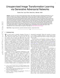 Unsupervised Image Transformation Learning via Generative Adversarial
  Networks