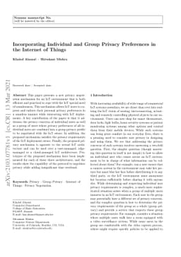 Incorporating Individual and Group Privacy Preferences in the Internet
  of Things