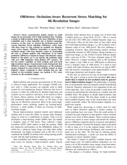 ORStereo: Occlusion-Aware Recurrent Stereo Matching for 4K-Resolution
  Images