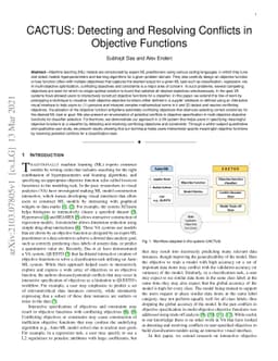 CACTUS: Detecting and Resolving Conflicts in Objective Functions