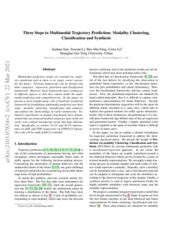 Three Steps to Multimodal Trajectory Prediction: Modality Clustering,
  Classification and Synthesis