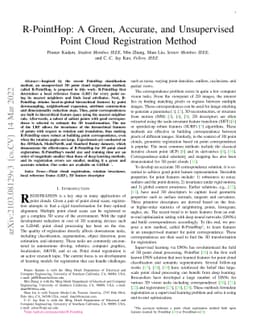 R-PointHop: A Green, Accurate, and Unsupervised Point Cloud Registration
  Method