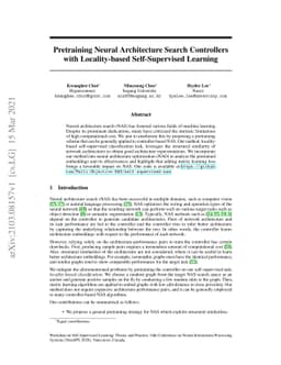 Pretraining Neural Architecture Search Controllers with Locality-based
  Self-Supervised Learning