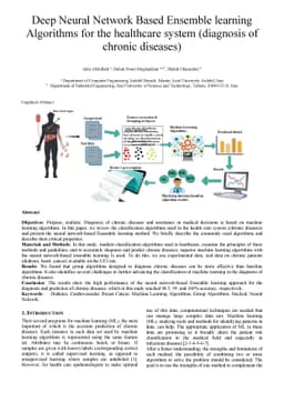 Deep Neural Network Based Ensemble learning Algorithms for the
  healthcare system (diagnosis of chronic diseases)
