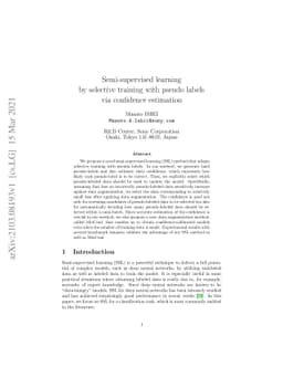 Semi-supervised learning by selective training with pseudo labels via
  confidence estimation