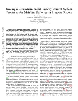 Scaling a Blockchain-based Railway Control System Prototype for Mainline
  Railways: a Progress Report