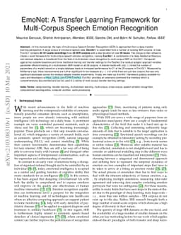 EmoNet: A Transfer Learning Framework for Multi-Corpus Speech Emotion
  Recognition