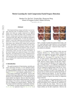 Metric Learning for Anti-Compression Facial Forgery Detection