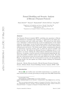 Formal Modelling and Security Analysis of Bitcoin's Payment Protocol