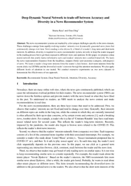 Deep Dynamic Neural Network to trade-off between Accuracy and Diversity
  in a News Recommender System