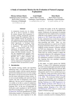 A Study of Automatic Metrics for the Evaluation of Natural Language
  Explanations