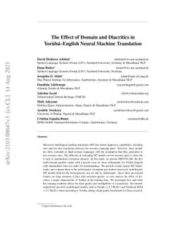 The Effect of Domain and Diacritics in Yorùbá-English Neural Machine
  Translation