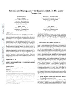 Fairness and Transparency in Recommendation: The Users' Perspective