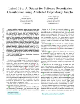 LabelGit: A Dataset for Software Repositories Classification using
  Attributed Dependency Graphs
