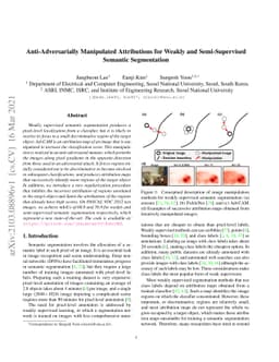 Anti-Adversarially Manipulated Attributions for Weakly and
  Semi-Supervised Semantic Segmentation