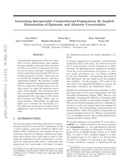 Generating Interpretable Counterfactual Explanations By Implicit
  Minimisation of Epistemic and Aleatoric Uncertainties