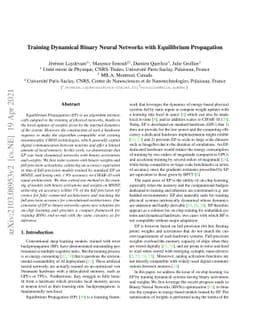 Training Dynamical Binary Neural Networks with Equilibrium Propagation