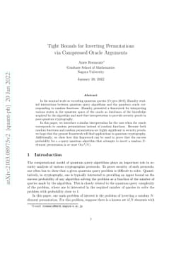 Tight Bounds for Inverting Permutations via Compressed Oracle Arguments