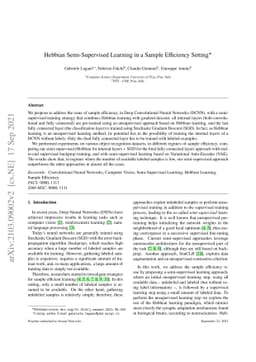 Hebbian Semi-Supervised Learning in a Sample Efficiency Setting