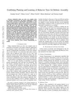 Combining Planning and Learning of Behavior Trees for Robotic Assembly