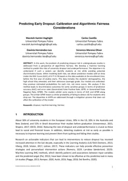 Predicting Early Dropout: Calibration and Algorithmic Fairness
  Considerations