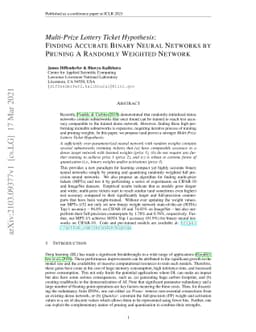 Multi-Prize Lottery Ticket Hypothesis: Finding Accurate Binary Neural
  Networks by Pruning A Randomly Weighted Network