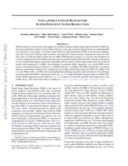 Collapsible Linear Blocks for Super-Efficient Super Resolution