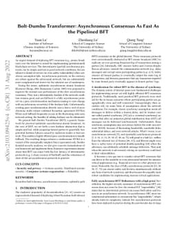 Bolt-Dumbo Transformer: Asynchronous Consensus As Fast As the Pipelined
  BFT