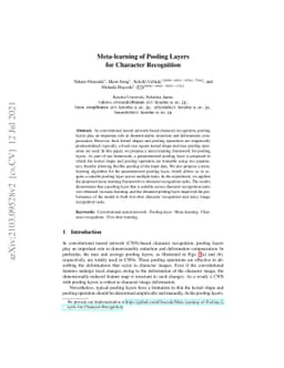 Meta-learning of Pooling Layers for Character Recognition