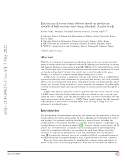 Evaluation of soccer team defense based on prediction models of ball
  recovery and being attacked: A pilot study