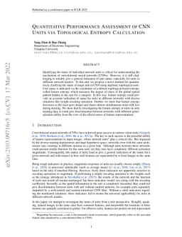 Quantitative Performance Assessment of CNN Units via Topological Entropy
  Calculation