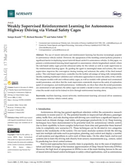 Weakly Supervised Reinforcement Learning for Autonomous Highway Driving
  via Virtual Safety Cages