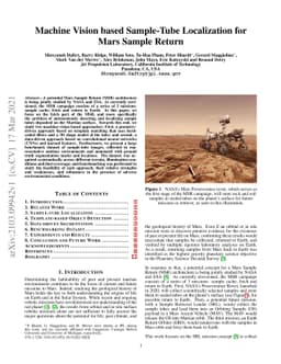 Machine Vision based Sample-Tube Localization for Mars Sample Return
