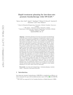 Rapid treatment planning for low-dose-rate prostate brachytherapy with
  TP-GAN