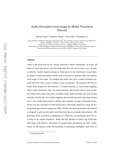 Audio Description from Image by Modal Translation Network