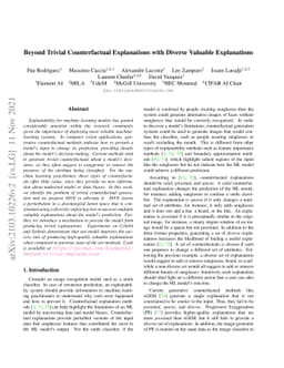 Beyond Trivial Counterfactual Explanations with Diverse Valuable
  Explanations