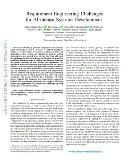 Requirement Engineering Challenges for AI-intense Systems Development