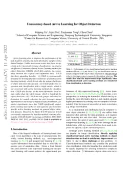 Consistency-based Active Learning for Object Detection