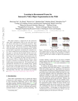 Learning to Recommend Frame for Interactive Video Object Segmentation in
  the Wild