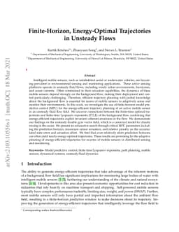 Finite-Horizon, Energy-Optimal Trajectories in Unsteady Flows