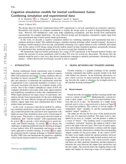 Cognitive simulation models for inertial confinement fusion: Combining
  simulation and experimental data