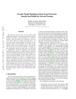 Cascade Weight Shedding in Deep Neural Networks: Benefits and Pitfalls
  for Network Pruning