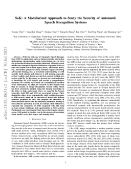 SoK: A Modularized Approach to Study the Security of Automatic Speech
  Recognition Systems