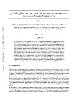 QROSS: QUBO Relaxation Parameter Optimisation via Learning Solver
  Surrogates