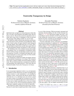 Trustworthy Transparency by Design